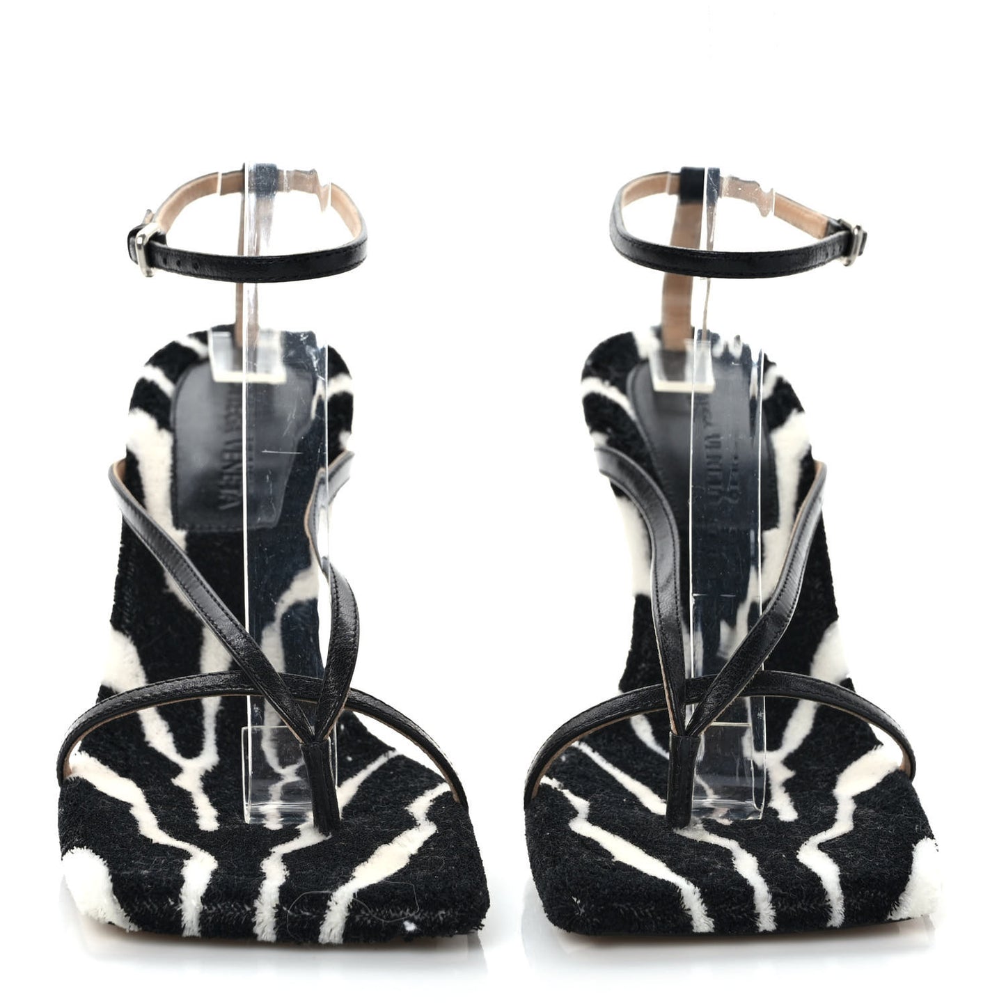 Microfiber Stretch Multi Strap 90mm Sandals 37 White Zebra