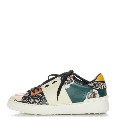 Valentino Garavani Calfskin Mime Rockstud Open Sneakers 38.5 White Multicolor 1 of 9