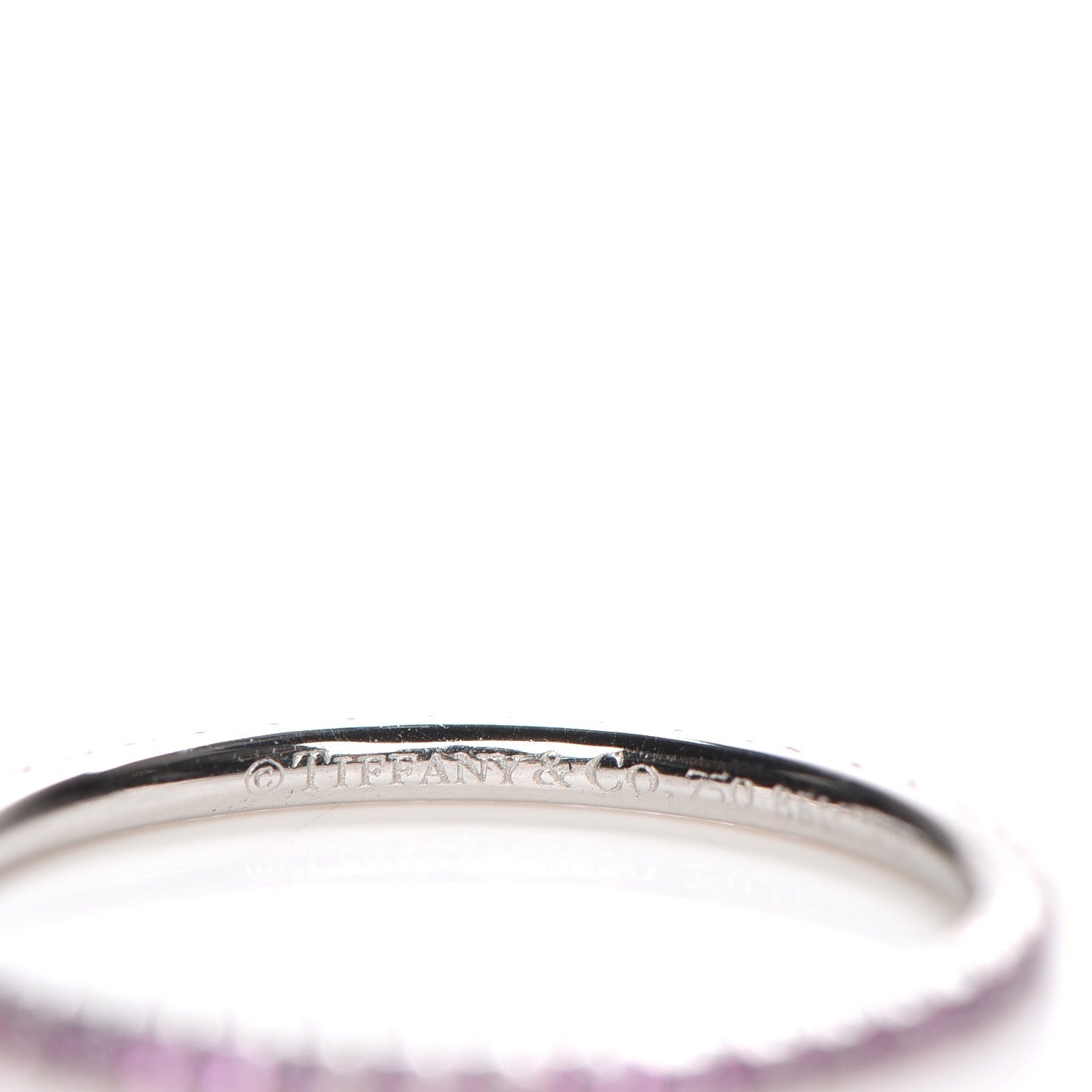 Tiffany 18K White Gold Pink Sapphire Metro Ring 6.5 4 of 5