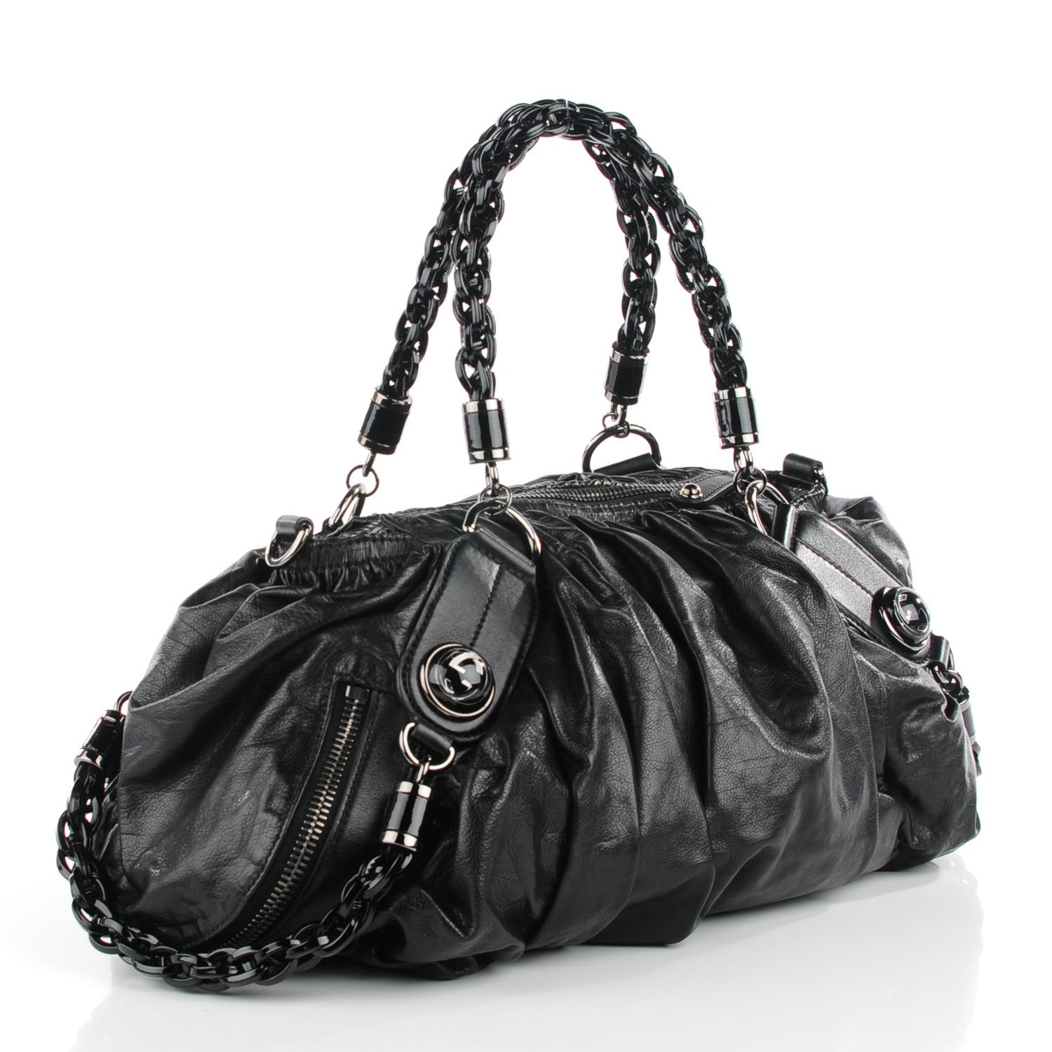 Gucci Ruched Calfskin Shoulder Bag Black 3 of 7