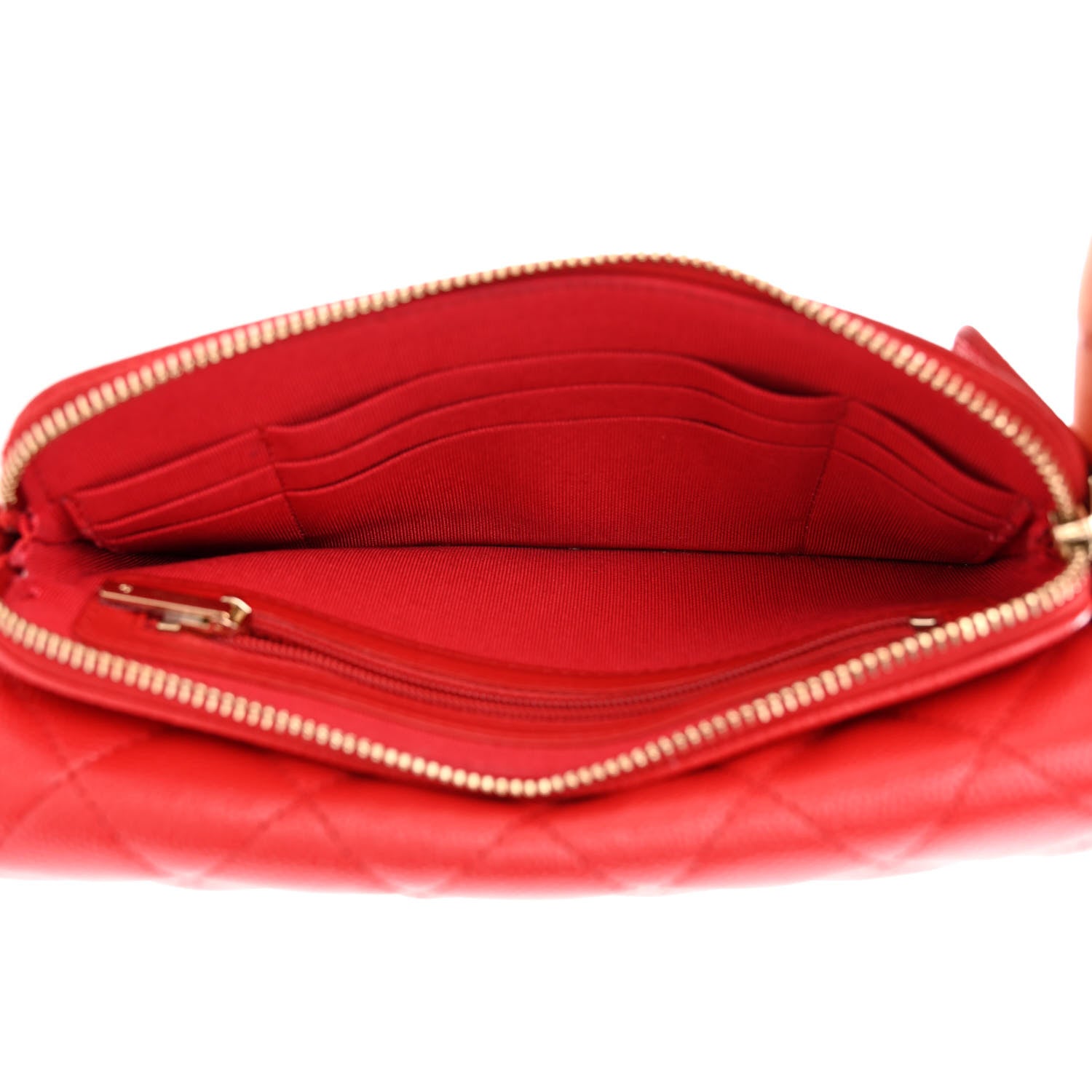 Chanel Caviar Quilted Flap Phone Holder With Chain Red 5 of 16