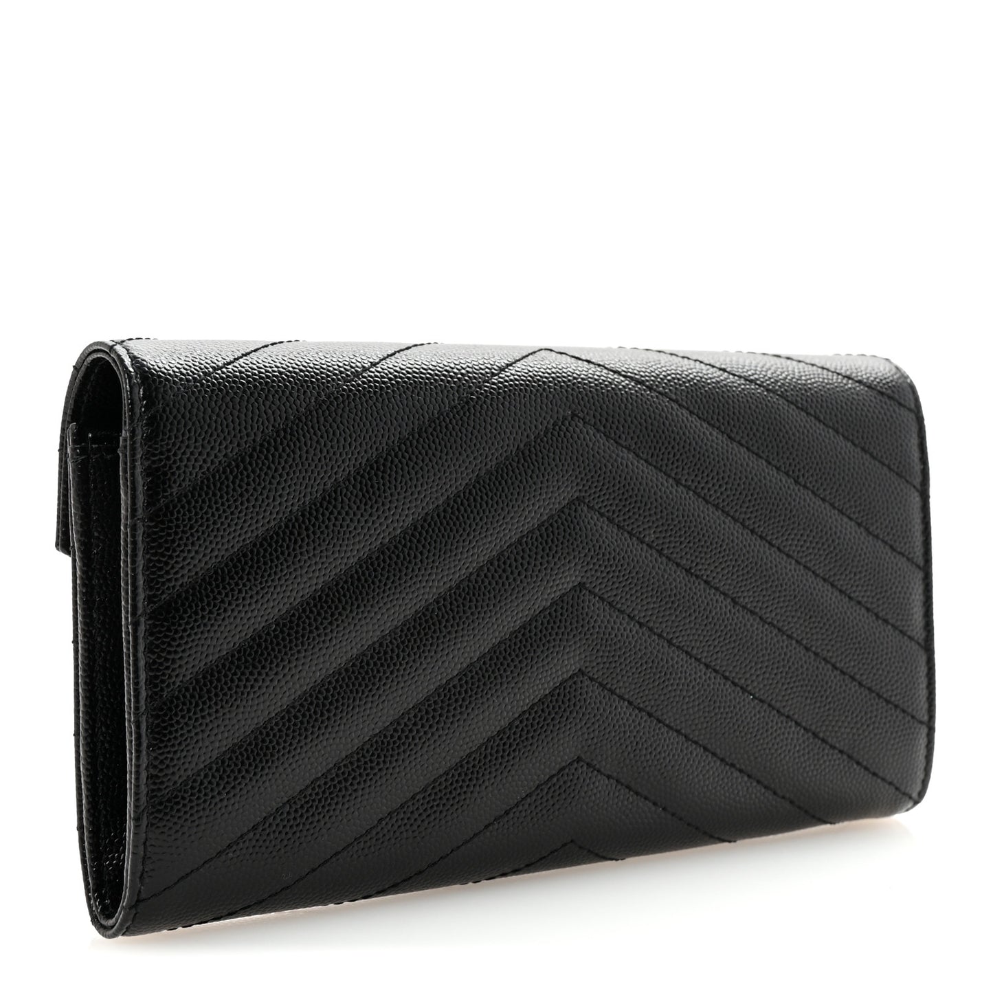 Grain De Poudre Matelasse Chevron Monogram Flap Wallet Black