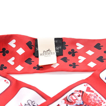 Hermes Silk Jeu de Cartes Twilly Rouge Black Ardoise 3 of 4
