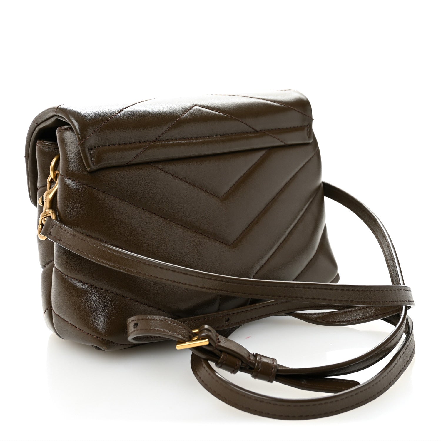 Saint Laurent Calfskin Y Quilted Monogram Toy Loulou Crossbody Bag Soil Brown 3 of 12