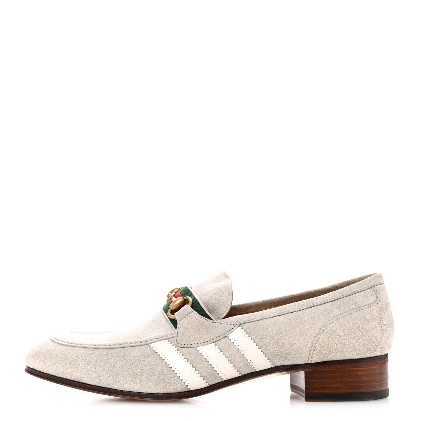 X ADIDAS Suede Supersofty Quentin Goatskin Web Mens Horsebit Loafers 10.5 Grey Sky Off White