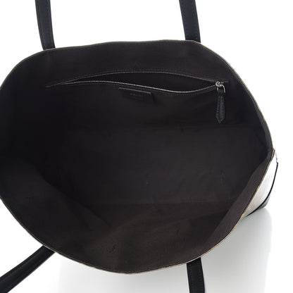 Fendi Glazed Fabric Vitello Century FF 1974 Stamp Patch Shopping Tote Mogano Panna Black 7 of 9