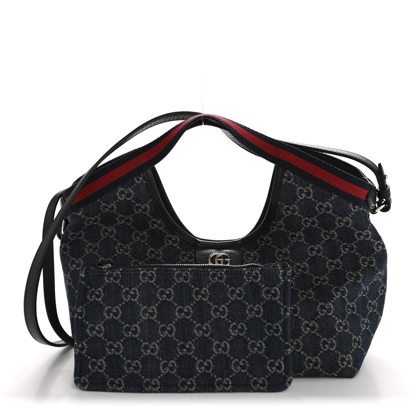 Denim GG Monogram Web Small Giglio Tote Blue White