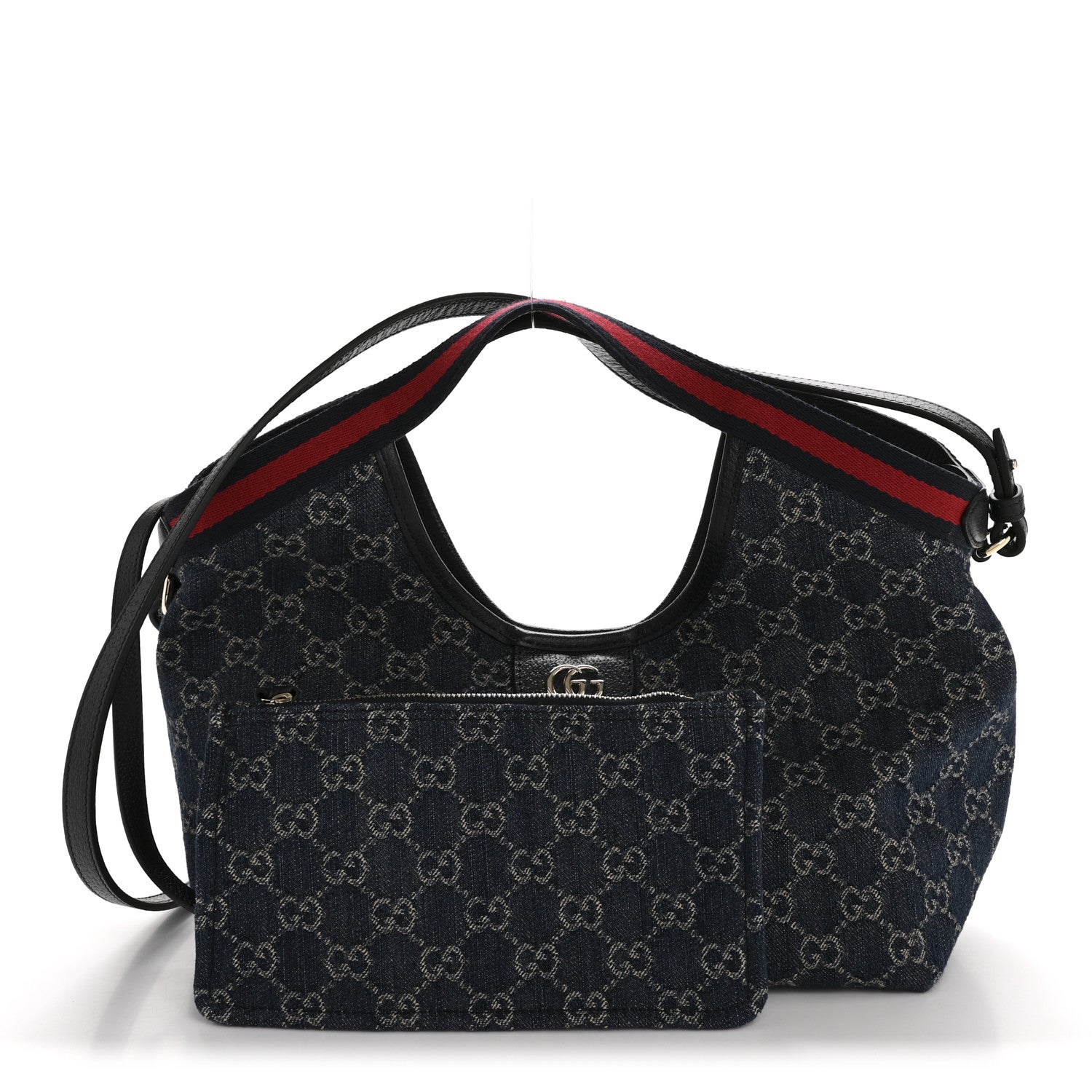 Gucci Denim GG Monogram Web Small Giglio Tote Blue White 3 of 10