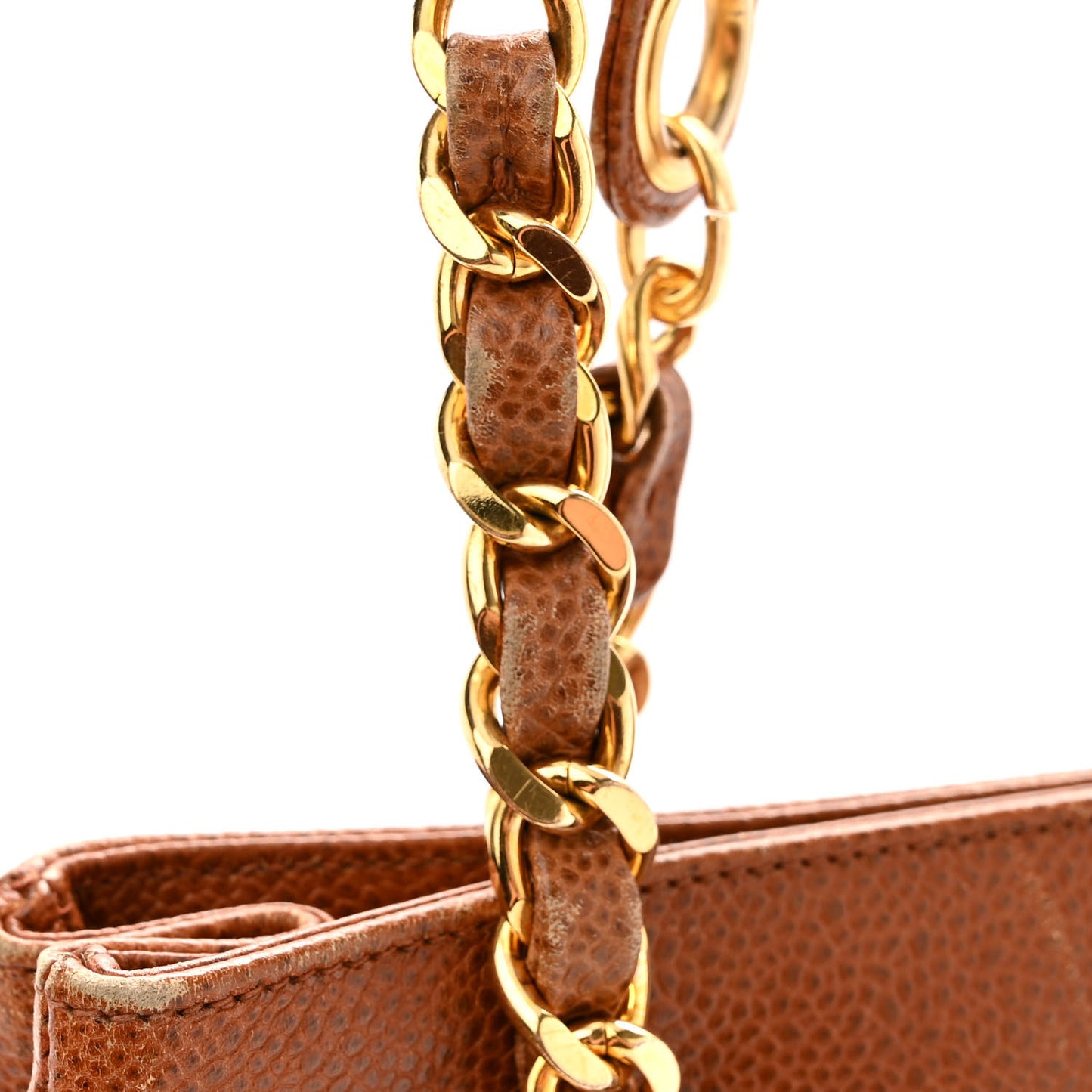 Caviar Flap Shoulder Bag Brown