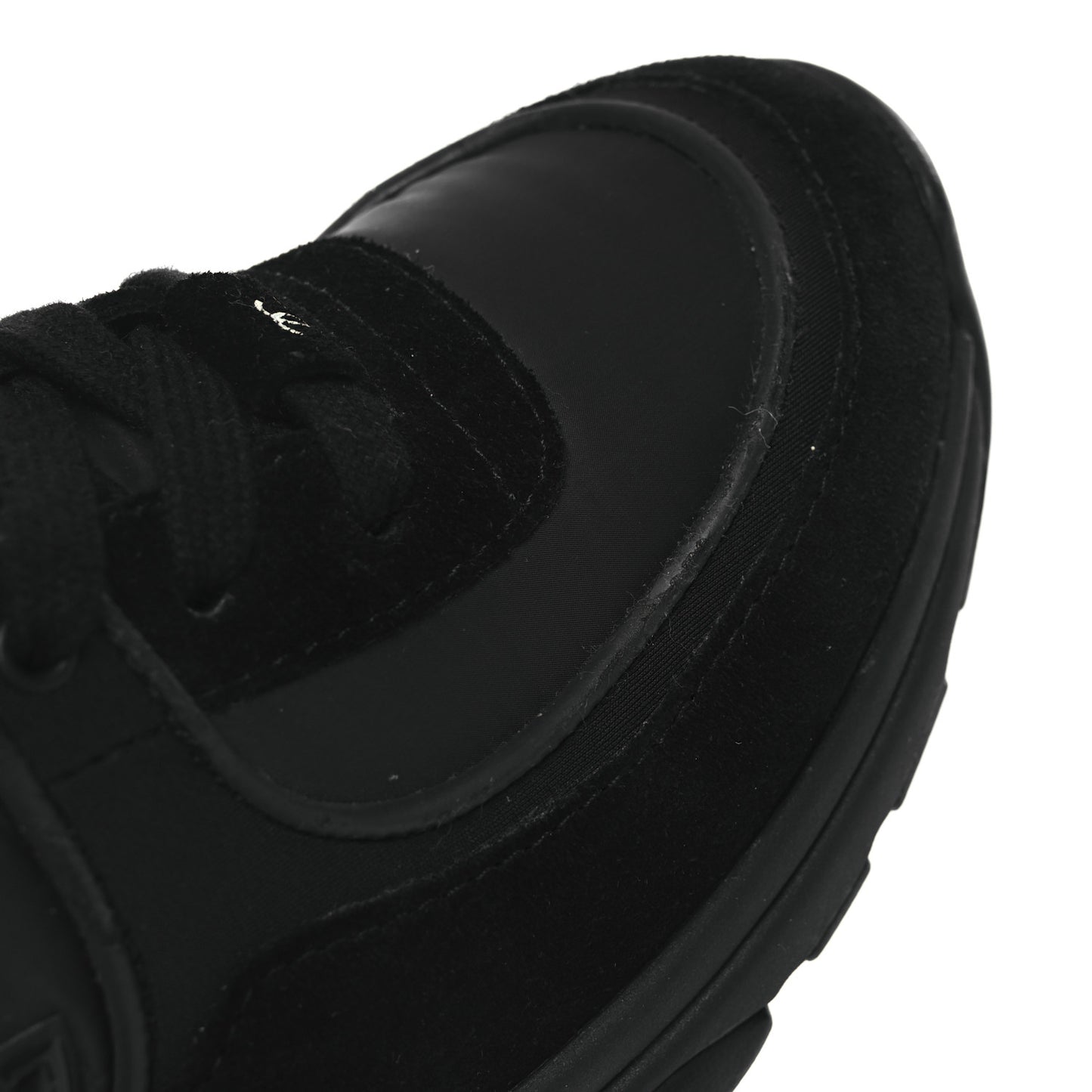 Fabric Calfskin Suede CC Sneakers 38.5 Black