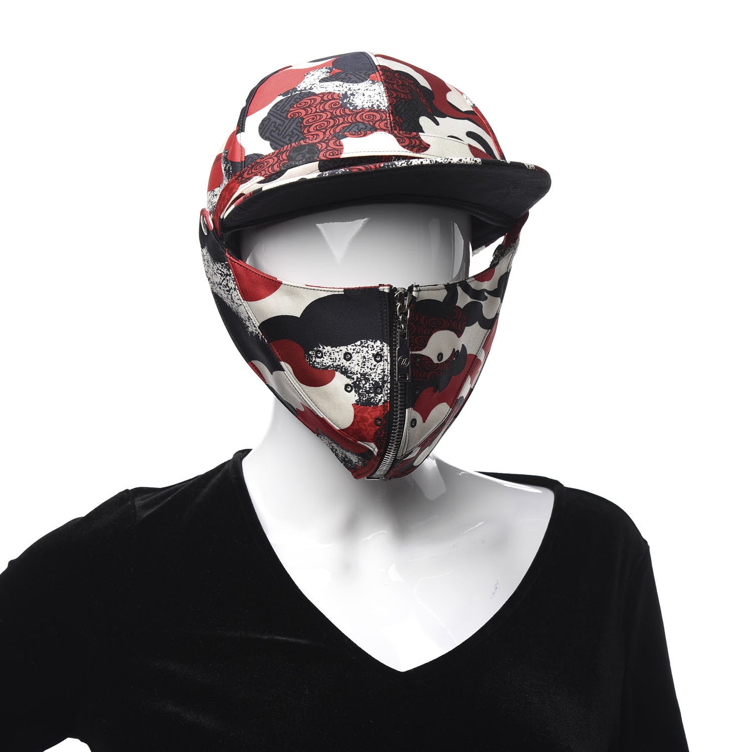 Louis Vuitton Canvas Patchwork Waves Removable Mask Baseball Hat Black Red White 2 of 10