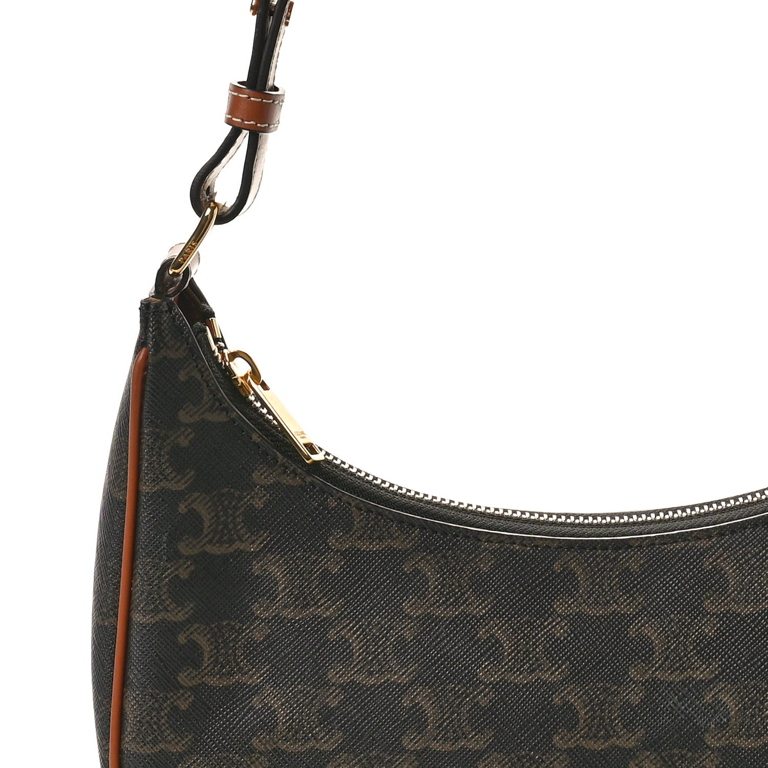 Celine Triomphe Canvas Calfskin Ava Shoulder Bag Tan 7 of 9