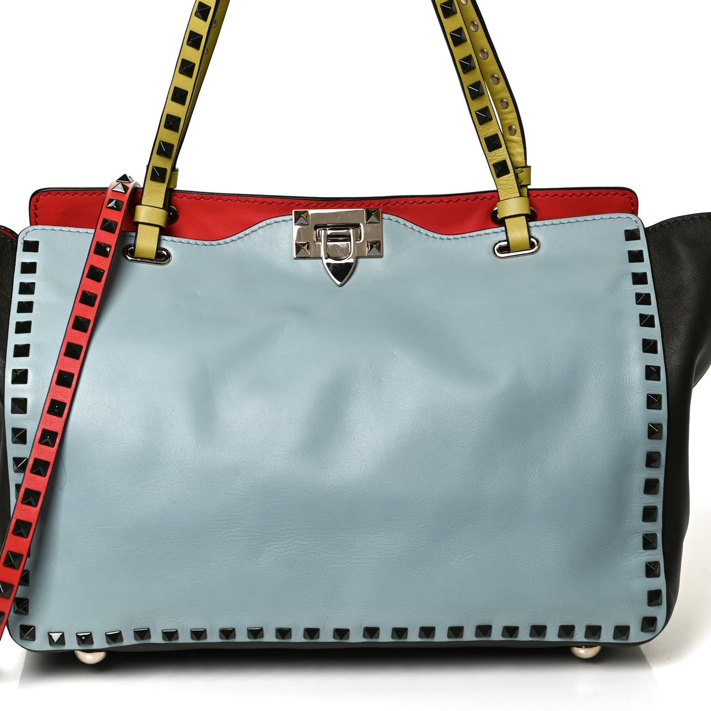 Vitello Colorblock Medium Rockstud Tote Multicolor