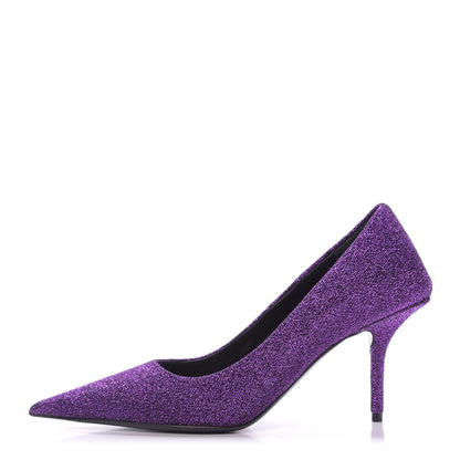 Balenciaga Shiny Fabric Square Knife 80mm Pumps 36.5 Purple 1 of 11