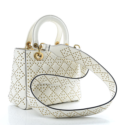 Christian Dior Calfskin Cannage Studded Medium Supple Lady Dior White 3 of 10