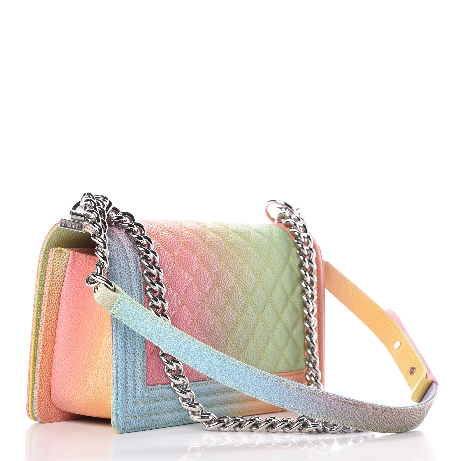 Chanel Caviar Quilted Medium Cuba Rainbow Boy Flap Multicolor 3 of 13