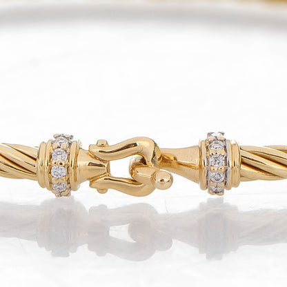 David Yurman 18K Yellow Gold Diamond 2.6mm Cable Collectibles Buckle Bracelet 4 of 5