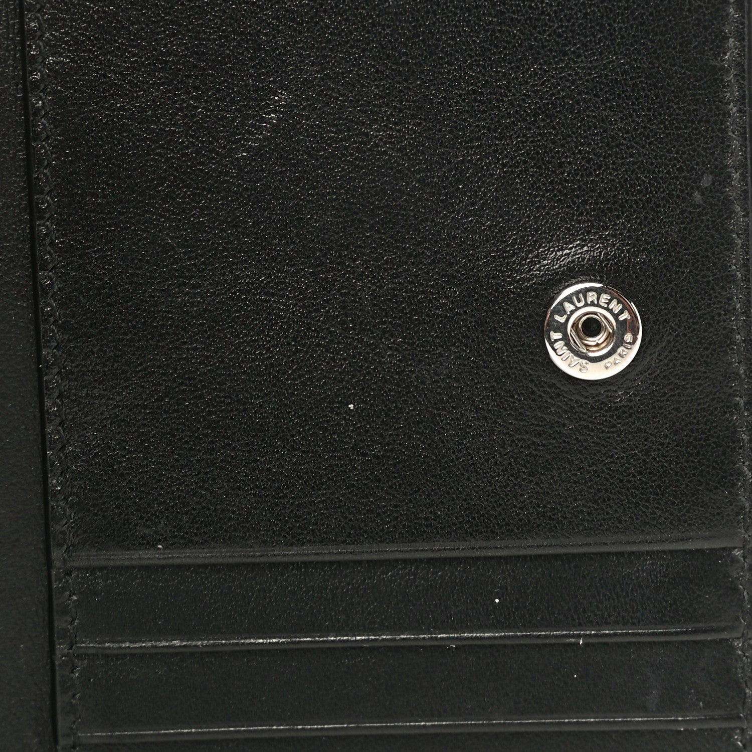 Saint Laurent Calfskin Crocodile Embossed Monogram Compact Wallet Black 13 of 13