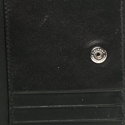 Saint Laurent Calfskin Crocodile Embossed Monogram Compact Wallet Black 13 of 13