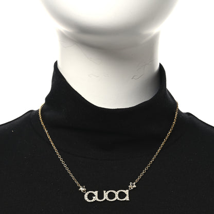 Gucci Crystal Script Necklace Gold 2 of 4