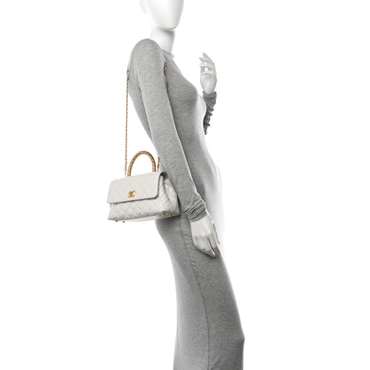 Chanel Shiny Calfskin Quilted Mini Coco Chain Gold Handle Flap White 2 of 13