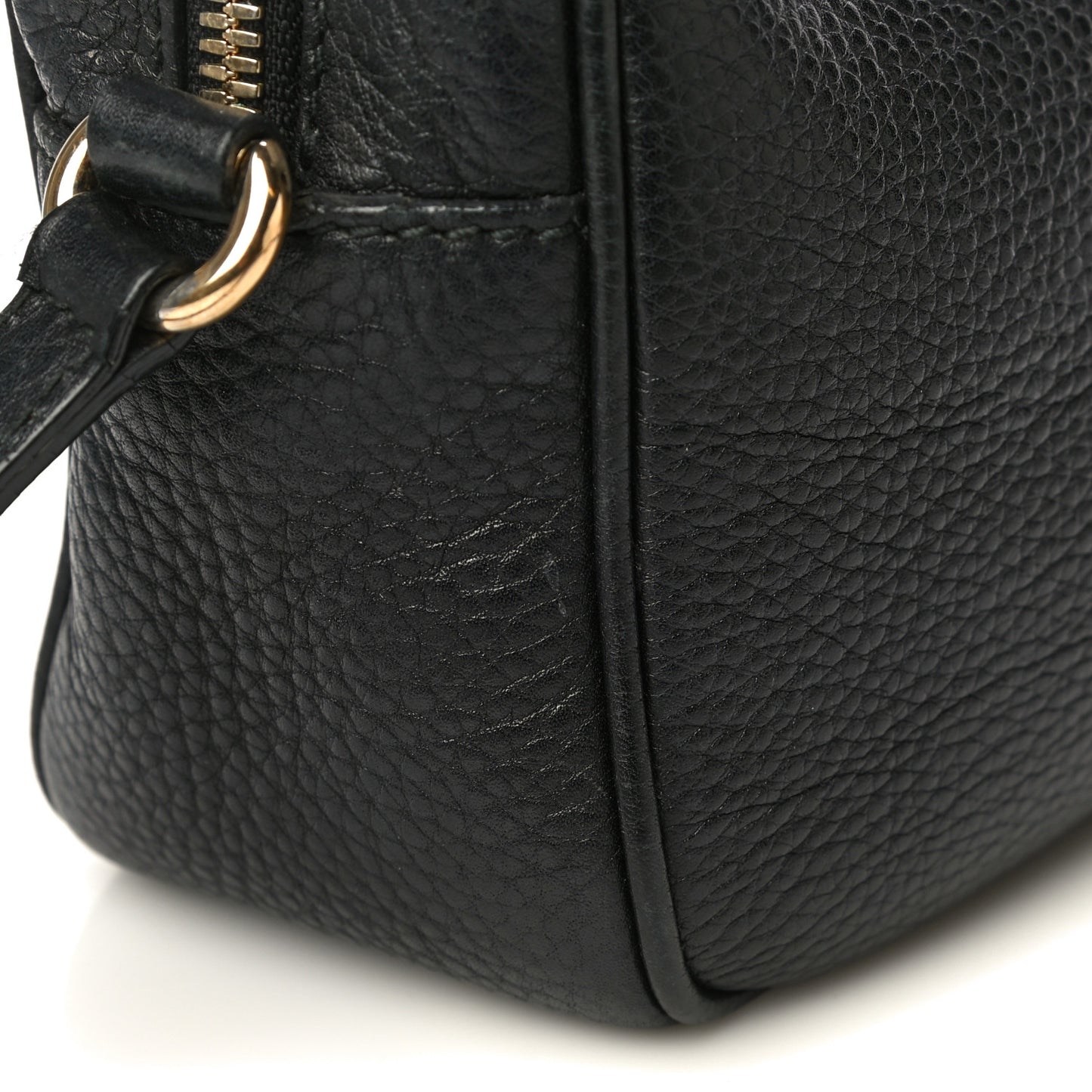 Pebbled Calfskin Small Soho Disco Bag Black