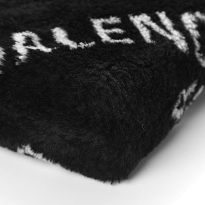 Balenciaga Faux Fur Diagonal Logo Everyday Phone Holder Tote Black White 8 of 8
