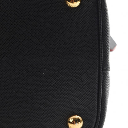 Prada Saffiano Cuir Medium Double Bag Black Fuoco 9 of 9