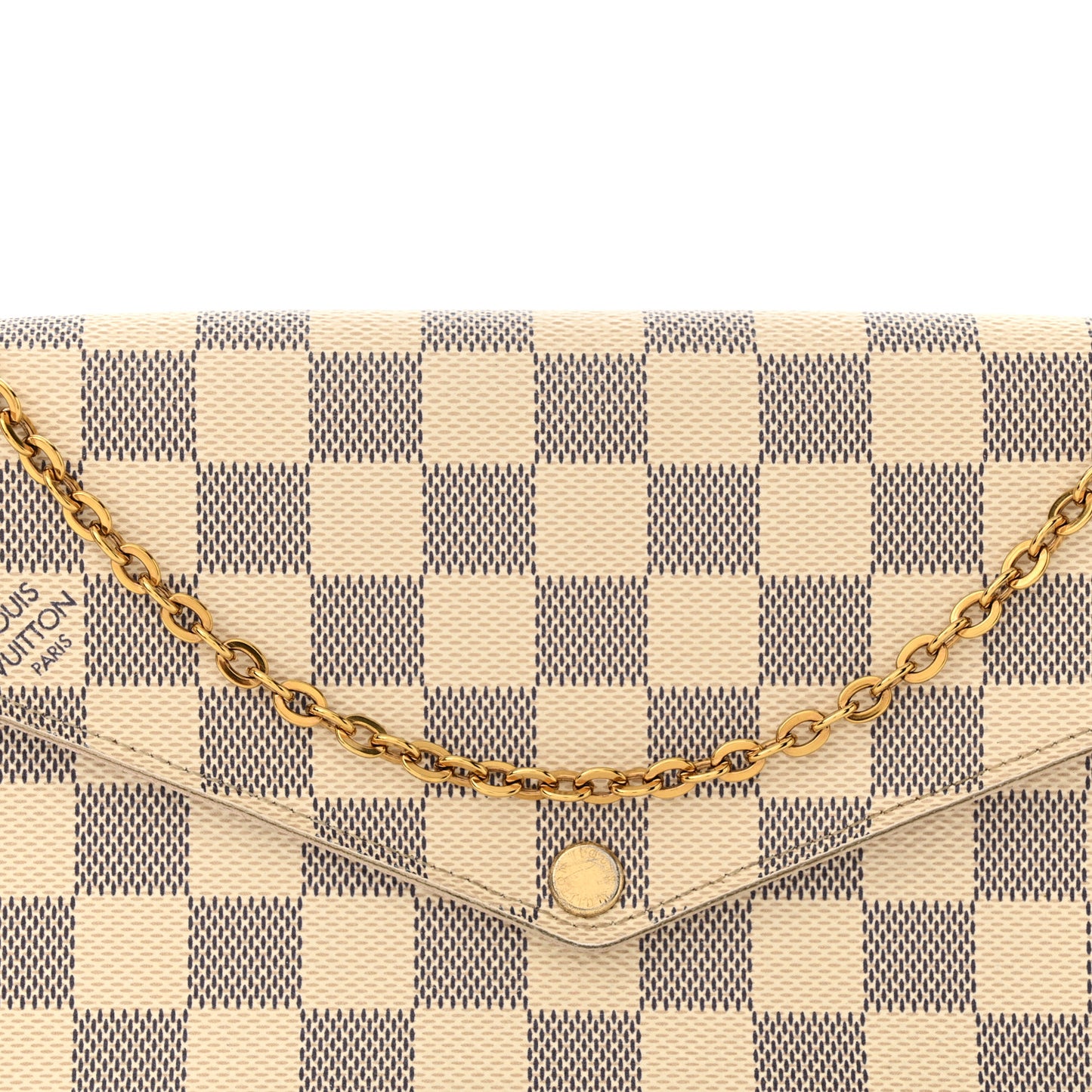 Damier Azur Pochette Felicie Chain Wallet Rose Ballerine