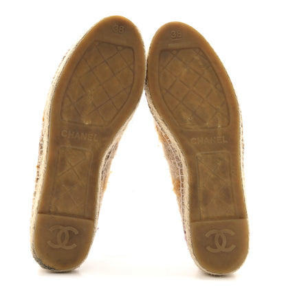Chanel Tweed Grosgrain CC Espadrilles 38 Beige Pink Peach 6 of 12