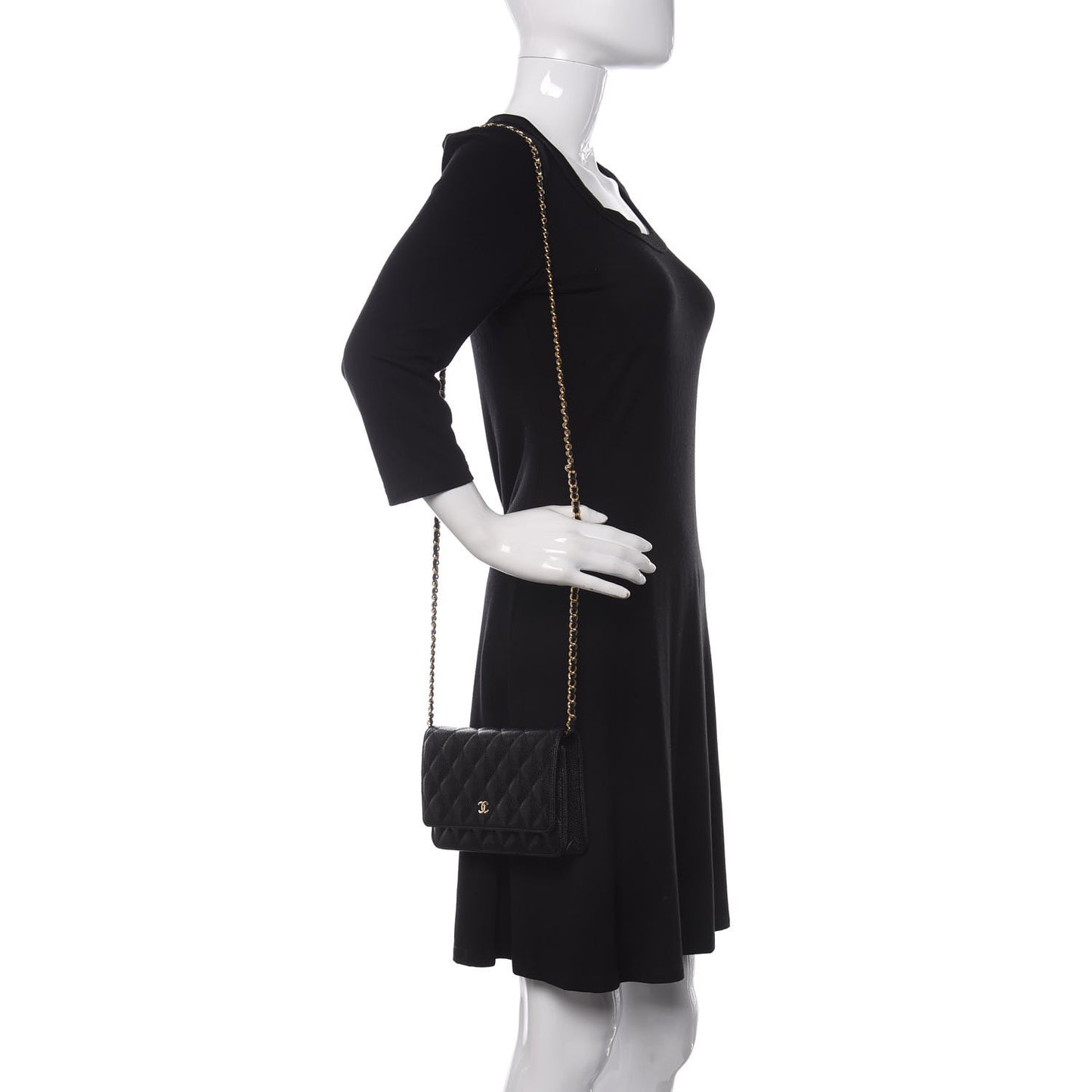 Caviar Quilted Wallet On Chain WOC Black