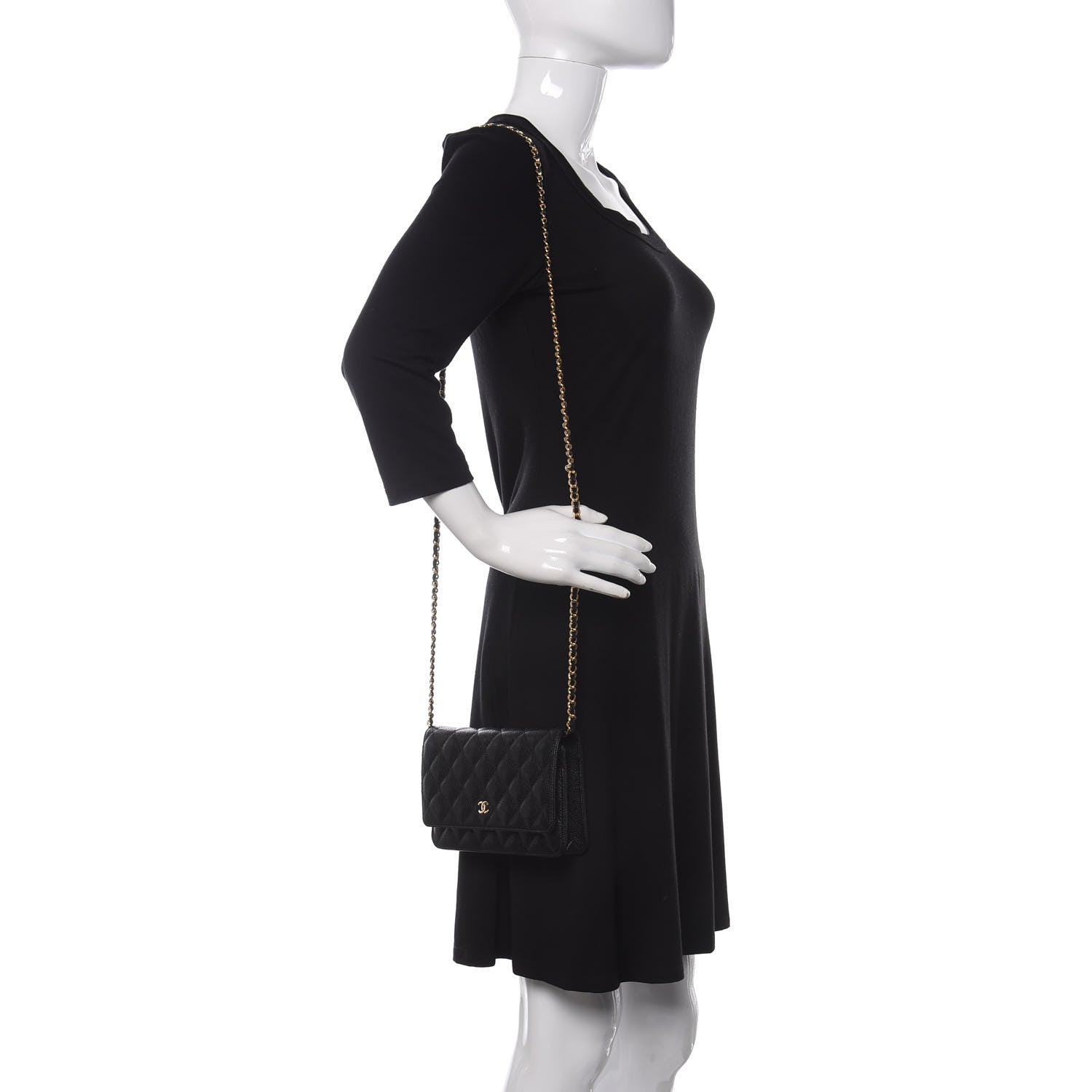 Chanel Caviar Quilted Wallet On Chain WOC Black 2 of 12