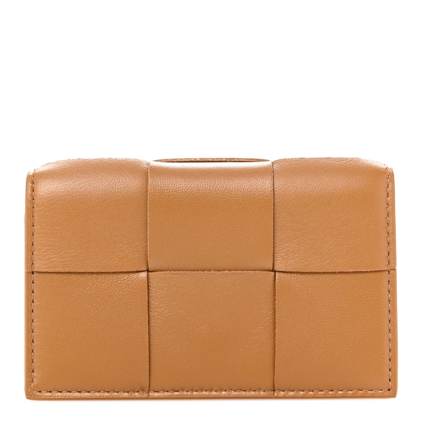 Nappa Maxi Intrecciato Card Holder Wallet Caramel