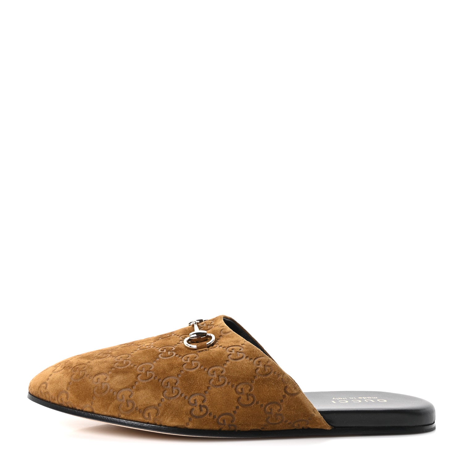 Gucci Suede Cachemire Monogram Mens Princetown Slippers 10 Pepper Brown 1 of 10