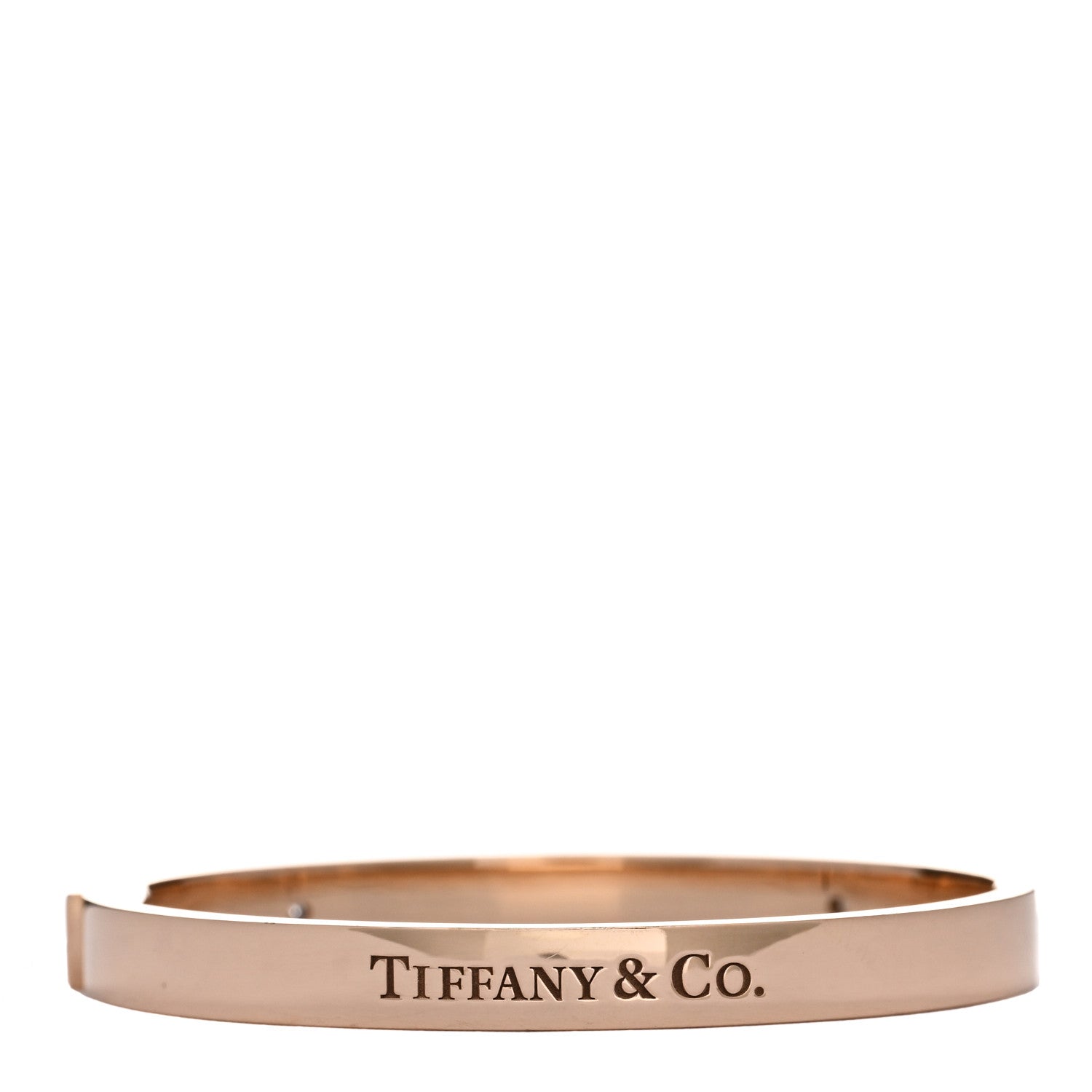 Tiffany 18K Rose Gold Diamond Hinged Bangle Bracelet 2 of 3