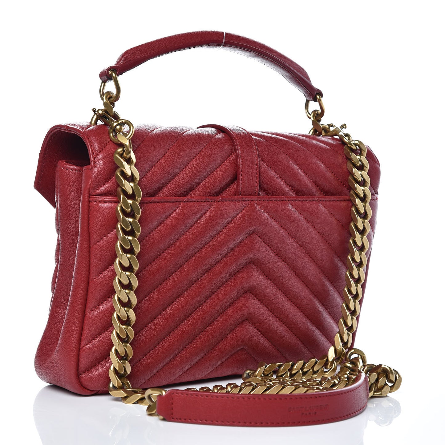 Sheepskin Matelasse Chevron Monogram Medium College Bag Rouge