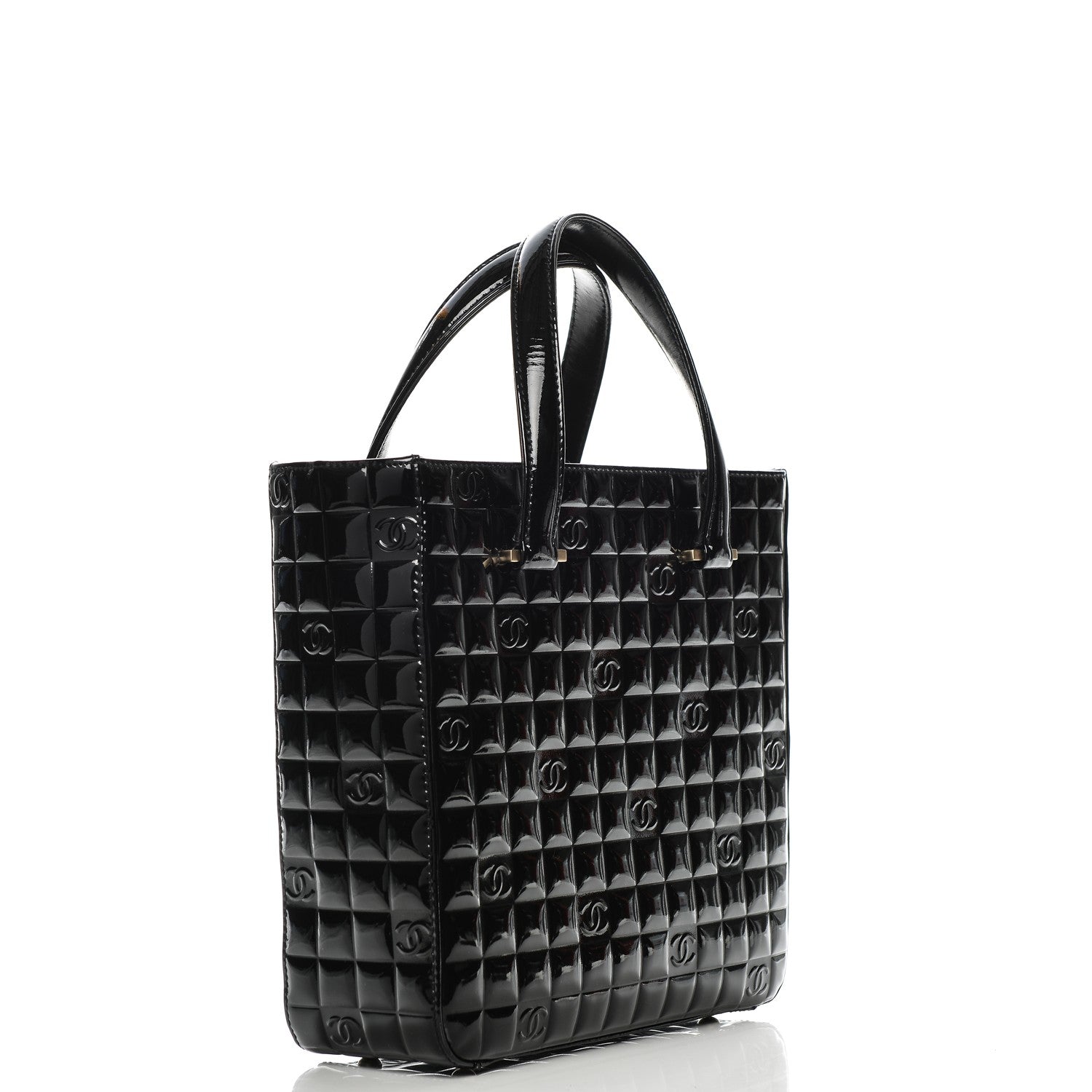 Chanel Patent Chocolate Bar Quilted Tote Black 3 of 7