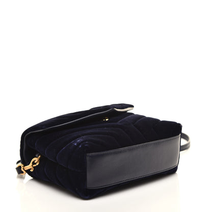 Saint Laurent Velvet Y Quilted Monogram Toy Loulou Crossbody Bag Navy 4 of 8