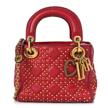 Christian Dior Lambskin Studded Mini Supple Lady Dior Red 1 of 7