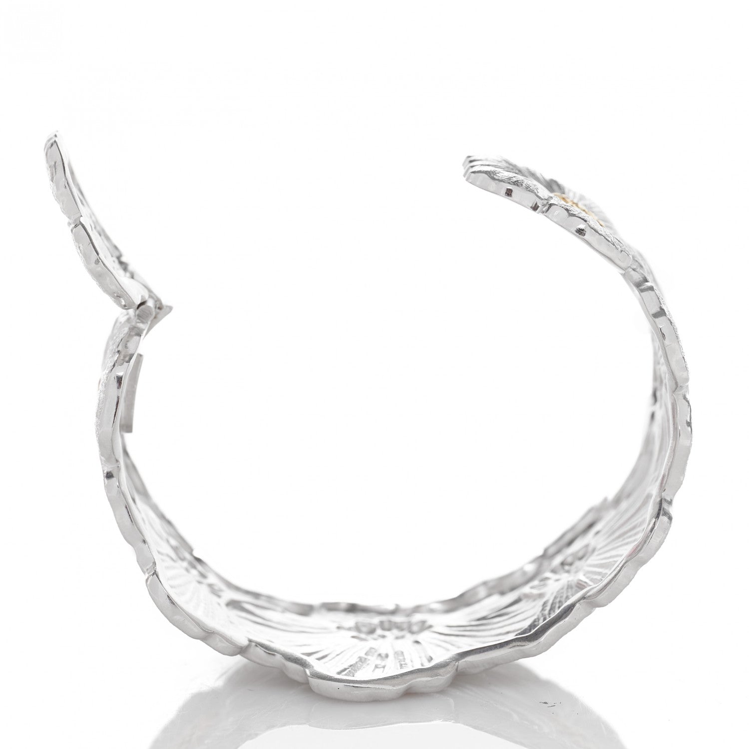 Buccellati Sterling Silver Vermeil Blossoms Gardenia Hinged Cuff Bracelet 4 of 6