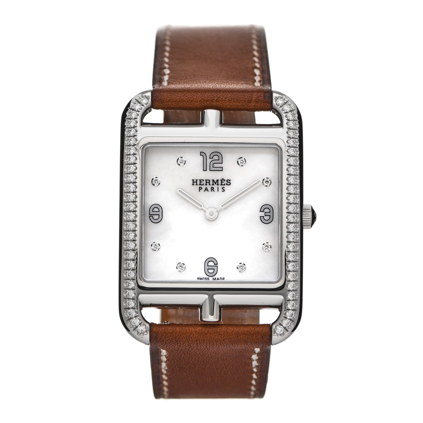 Stainless Steel Barenia Diamond Bezel Mother of Pearl 29mm Cape Cod Quartz Watch Fauve