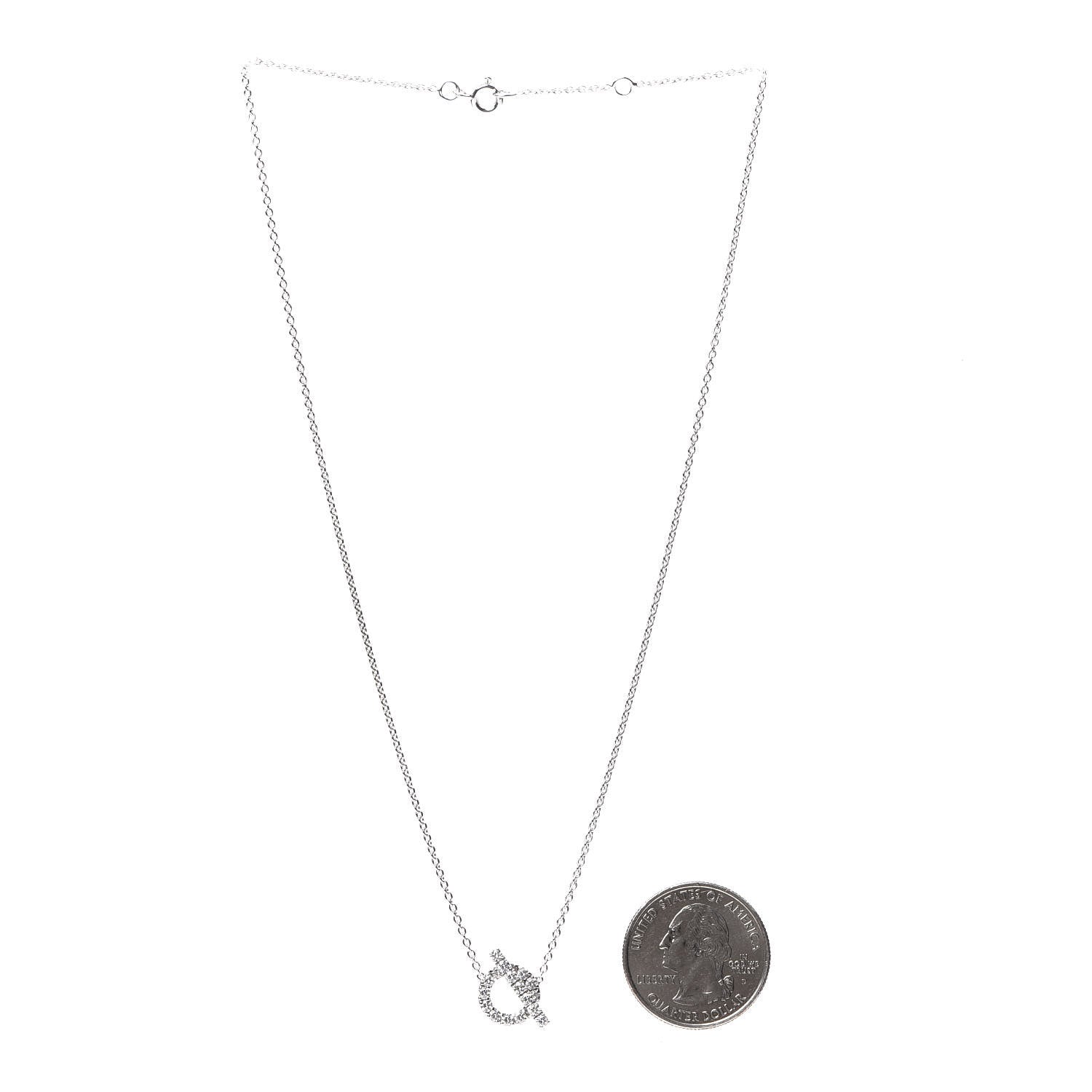 Hermes 18K White Gold Diamond Finesse Pendant Necklace 3 of 5