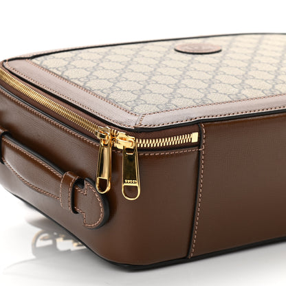 Gucci GG Supreme Monogram Glazed Textured Calfskin Retro Interlocking G Box Shoulder Bag Beige Ebony Brown Sugar 9 of 10
