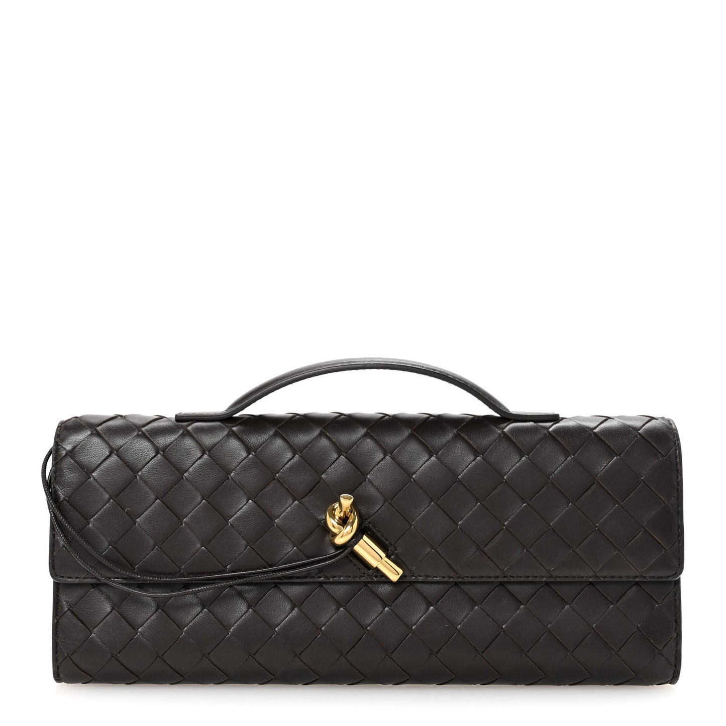 Nappa Intrecciato Long Andiamo Top Handle Clutch Fondant