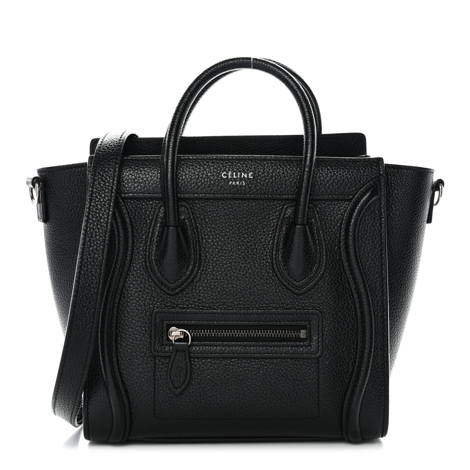Celine Drummed Calfskin Nano Luggage Black 1 of 13