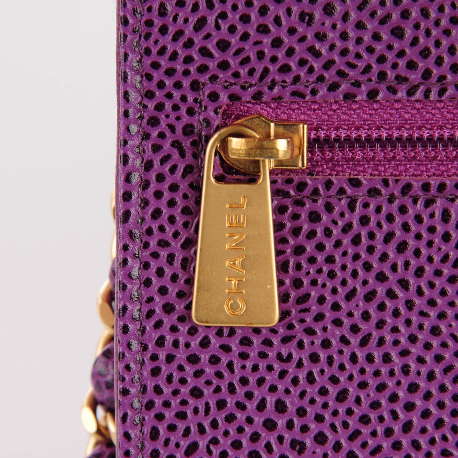 Chanel Caviar Timeless CC Wallet On Chain WOC Purple 3 of 9