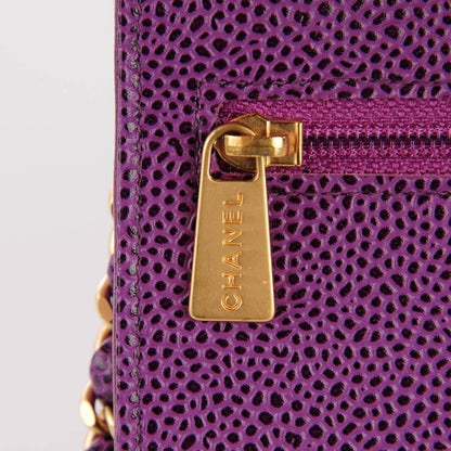 Chanel Caviar Timeless CC Wallet On Chain WOC Purple 3 of 9