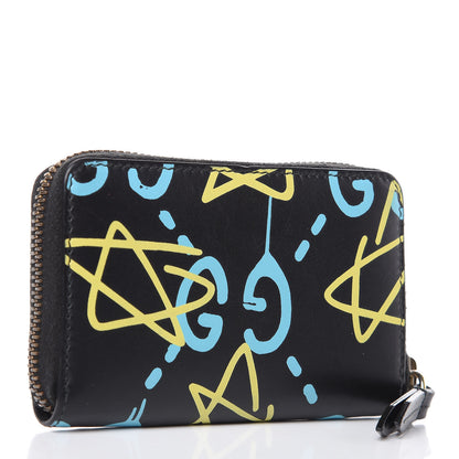 Gucci Calfskin GucciGhost Zip Around Card Case Black New Acquamarine 4 of 10