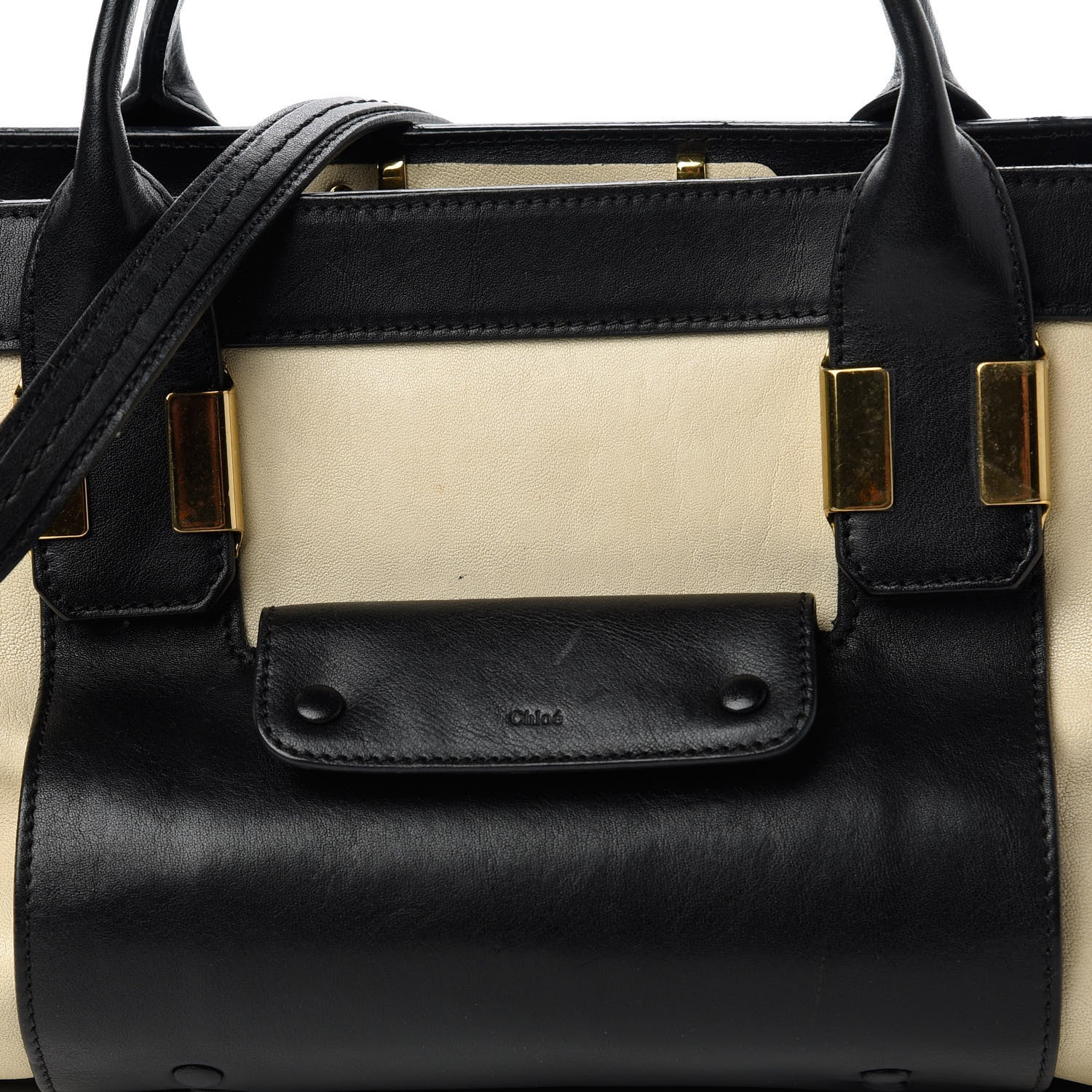 Chloe Sheepskin Calfskin Large Alice Satchel Husky White 10 of 12