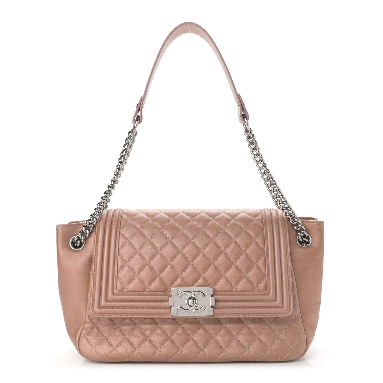 Chanel Metallic Lambskin Quilted Accordion Boy Flap Pink 1 of 10